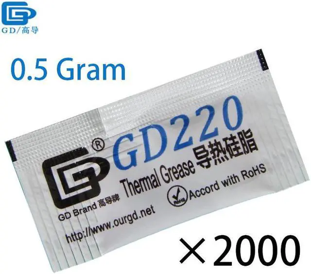 Main image of Brand Thermal Grease Paste Silicone Plaster 220 Heat Sink Compound Gray 2000 Pieces Net Weight 0.5 Gram For CPU Cooler MB05