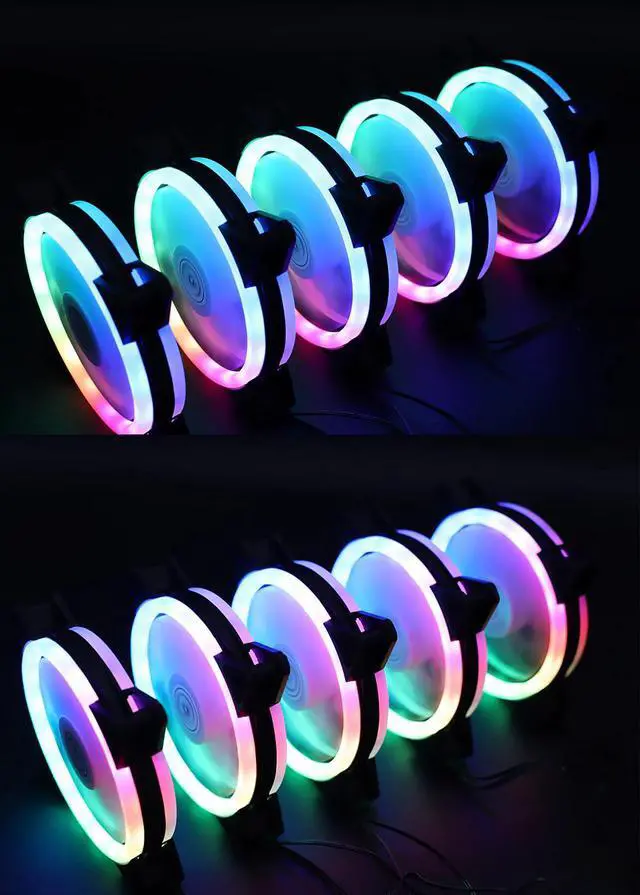 Alt view image 3 of 5 - 120mm Computer Cooling Fan PC RGB Case Fan Cooler Adjustable PWM RGB Led 12V Mute PC Case Fans 6Pin Interface Synchronization