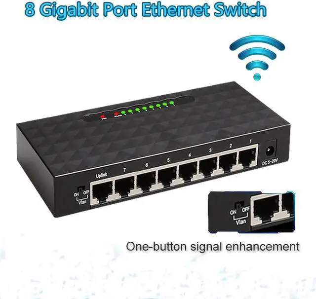 Main image of 8 port Gigabit Network Switch Ethernet Smart Desktop Switch 10/100/1000Mbps Fast Vlan Gigabit Ethernet Network Switch Lan Hub