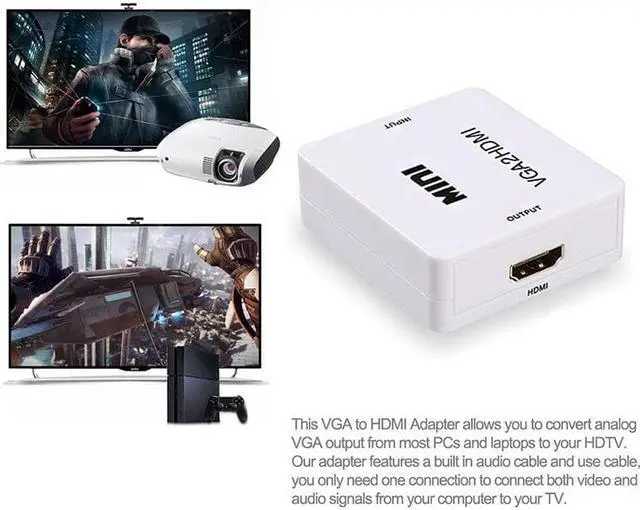 Alt view image 5 of 5 - 1080P VGA to Adapter Converter Connector VGA2 With Audio Port for PC Laptop for HDTV Projector