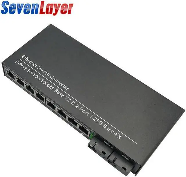 Alt view image 5 of 5 - Optical Media Converter Gigabit Ethernet switch 10/100/1000M 8 RJ45 UTP and 2 SC Port