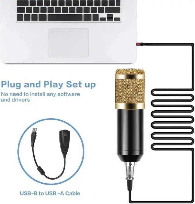 Alt view image 3 of 5 - USB Condenser Microphone Kit BM-800 Cardioid Microphone Set with Sound Card for YouTube Studio Recording Vocals Voice Over