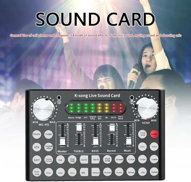 Alt view image 2 of 5 - Bluetooth Webcast Sound Card Classic Texture Headset Microphone Streamer Portable Broadcast Audio Card