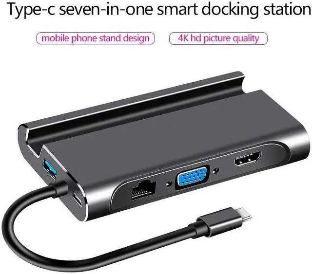 Alt view image 5 of 5 - c Docking station hdmi USB 3.0 HDMI VGA RJ45 PD USB Hub for Laptop Macbook Pro  Surface    dex station