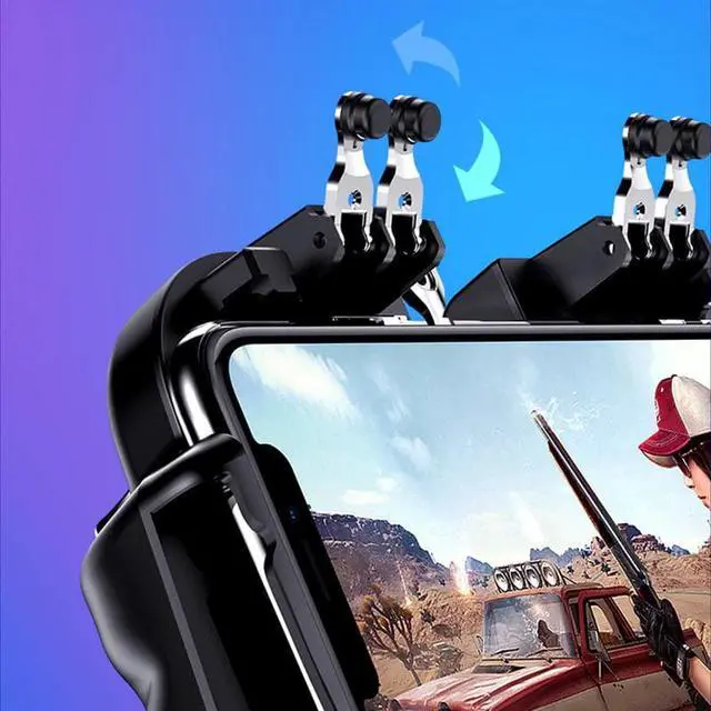 Alt view image 4 of 5 - Cooling Fan PUBG Game Controller Six Finger Trigger Pubg-Gamepad Shooting Fire Mobile Phone Joystick for Android IOS Phones