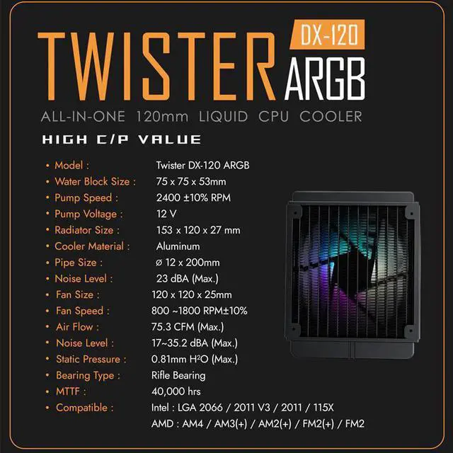 Alt view image 3 of 5 - DX 120/240/360 Water Cooling CPU Cooler ARGB fan Water Cooler liquid Heatsink Radiator LGA 2066/1155/2011/AM3+/AM4 AMD