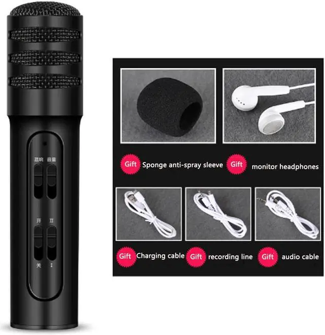 Alt view image 5 of 5 - Microphone Phone K Song Condenser Microphone Universal K-Live Portable Smart Microphone with sound card English version