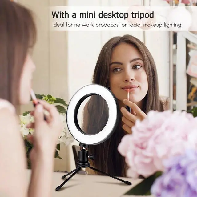 Alt view image 2 of 5 - Lamp 3Modes USB Mini LED Video Ring Light Fall Light  with Telescopic Light Stand Tripod for Network  Facial Makeup