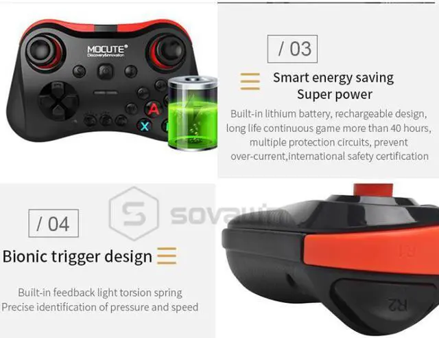 Alt view image 4 of 5 - 056 Wireless Gamepad Bluetooth Game Controller With Joystick Tablet Smart VR TV Game Pad Joypad For iOS Android Phones