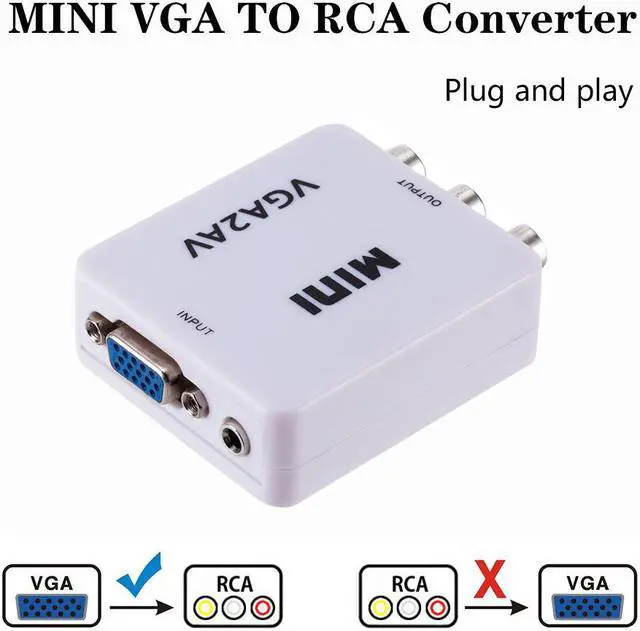 Main image of VGA to RCA Converter Adapter Support 1080P VGA2AV Converter For PC Notebook TV HD