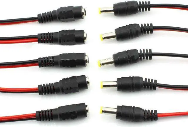Alt view image 4 of 4 - 10pcs 12V DC Power Pigtail Male Cable For TV Security Power Female+Male Plug Connector Cable For LED Lighting 5.5 X 2.1mm
