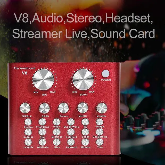 Alt view image 3 of 5 - V8 External USB Audio Mixer Live Sound Card For Mobile Phone Computer PC Karaoke Microphone 2019 For Gift Voice Changer