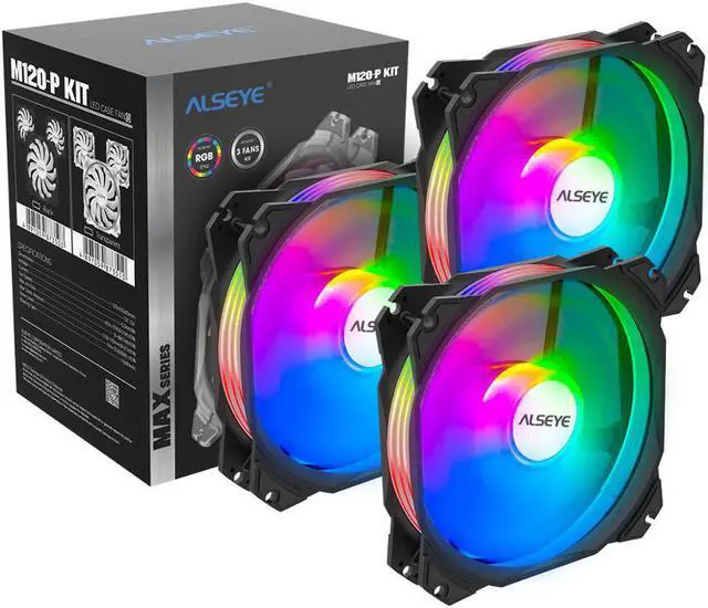 Main image of Max Series 120mm Cooling Fan 3pcs Set Adjustable RGB Lighting 4pin PWM + 3pin RGB Support Aura/RGB FUSION