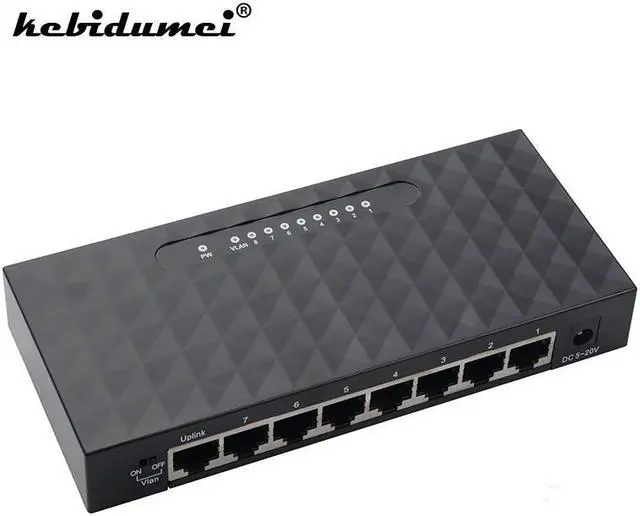 Main image of RJ45 8 Ports High Performance Gigabit Network Switch 10/100/1000M Base Fast Ethernet Smart Switcher with 5V 1A DC Power Adapter