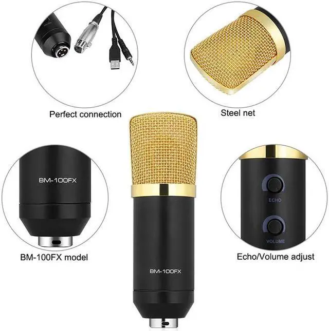 Alt view image 2 of 5 - BM - 100FX USB Condenser Sound Recording Microphone with Braodcasting