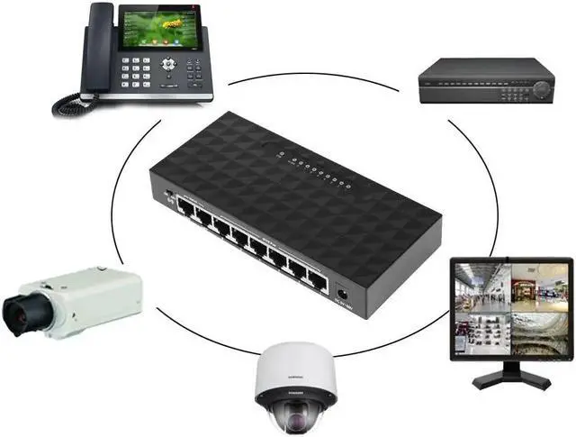 Alt view image 2 of 5 - 8 Port 10/100 Mbps POE Ethernet Network Switch Lan Hub Ethernet Smart Switcher Support 6-55V Power Supply