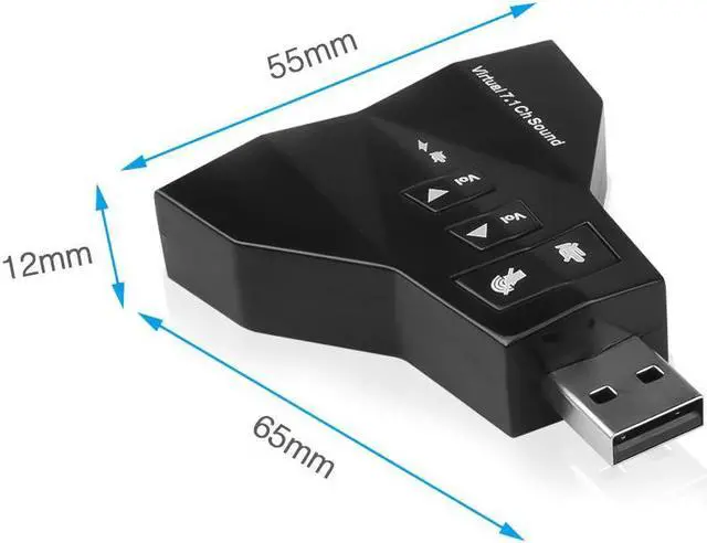Alt view image 3 of 5 - High Quality 2 in 1 3D External Dual USB Audio Sound Card Digital Dual Virtual 7.1 USB 2.0 Audio Adapter Double Sound Card