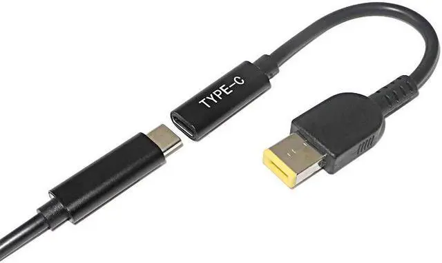 Alt view image 4 of 5 - Power Supply Adapter Cable USB Type-C Female To Square Tip Male Plug Converter For  Thinkpad USB C Cable Cord