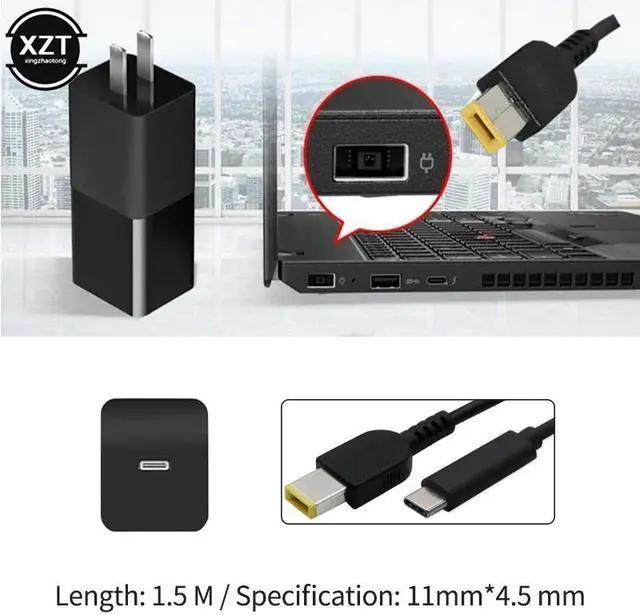 Alt view image 2 of 5 - Type C Charging Cable Cord Plug Connector Laptop Power Adapter for Lenovo G400 G500 G505 G405 ThinkPad X1 Carbon Yoga 13