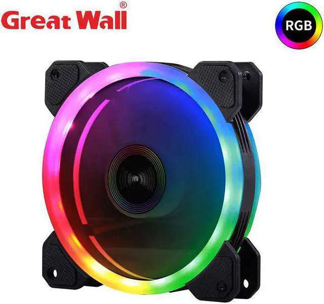 Main image of PC Case Fan Cooler 120mm 4pin LED Cooling Fans for Computer Silent Heatsink 12V Dual Halo Air Cooler Fan RGB Cooling