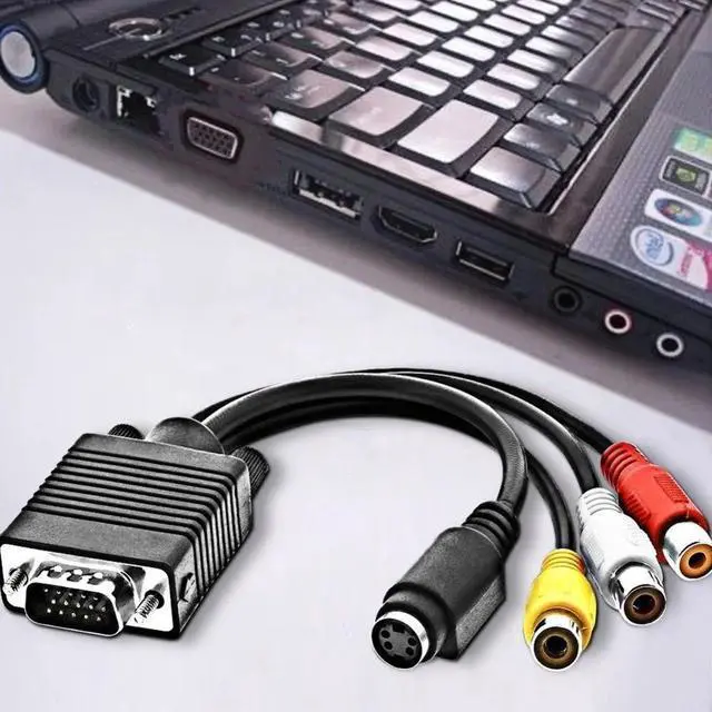 Alt view image 5 of 5 - Male to S-Video 3 RCA Jack Female Composite AV TV Out Adapter Converter Connector Video Cable for Laptop PC HDTV