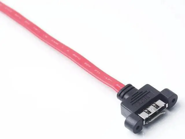 Alt view image 4 of 5 - SATA to eSATA Cable 6Gbps Shielded Extender Extension HDD Cable with Bracket  Red 20CM
