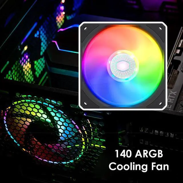 Alt view image 5 of 5 - 140mm Addressable RGB LED Chassis Cooling Fan ARGB LED PC Case Fan for Computer Water Cooling System Waterblock