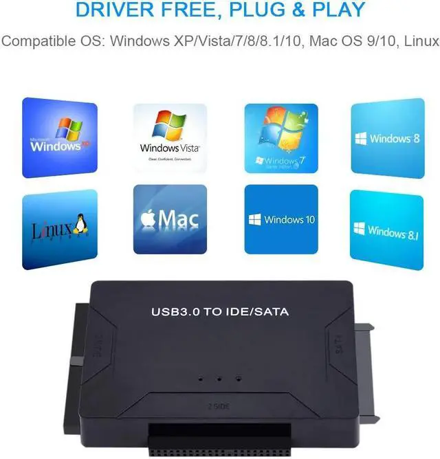 Alt view image 5 of 5 - 3 in 1 SATA to USB IDE Adapter USB 3.0 to SATA IDE ATA Data Converter for PC Computer 2.5" 3.5" SSD HDD + Power Cable