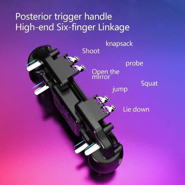 Alt view image 4 of 5 - Six Finger PUBG Mobile Game Controller Gamepad Trigger Aim Button L1 R1 Joystick