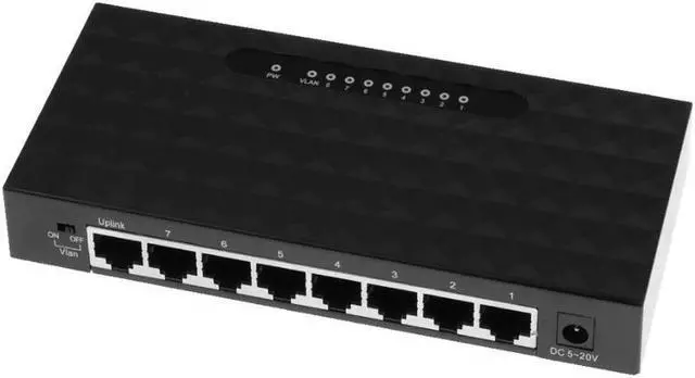 Main image of 1000mbps 8 Ports High Performance small Network VLAN Hub Gigabit Ethernet Desktop Switch 100-240V Black Smart network switch
