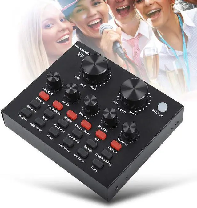 Alt view image 6 of 7 - Live Broadcast Headset Microphone Sound Card Singing External USB For Mobile Home Voice Chat Karaoke KTV Computer Recording