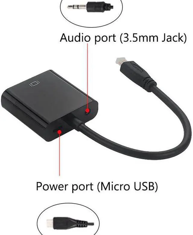 Alt view image 3 of 5 - to VGA Adapter Cable Male to Female + Audio Jack + USB Power Cable for Xbox|PS4/3 Camera|Cellphone|Raspberry Pi 4