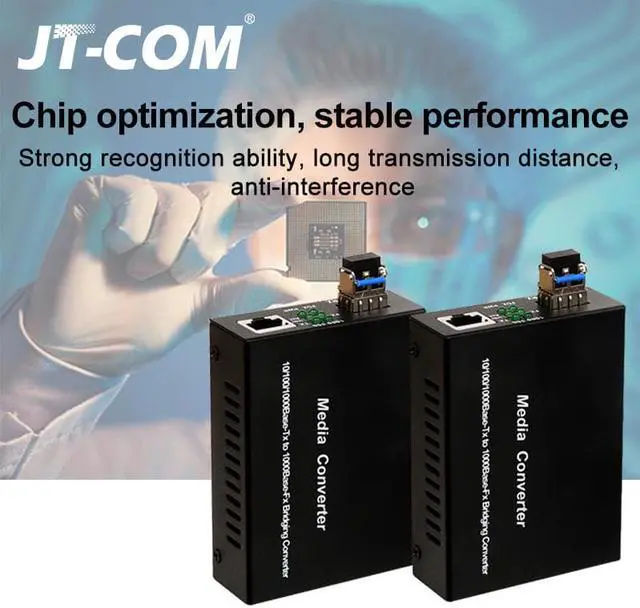 Alt view image 2 of 5 - Media Converter SFP Transceiver Module 5KM 1000Mbps Fast Ethernet RJ45 to Fiber Optic switch 2 port SC Single Mode