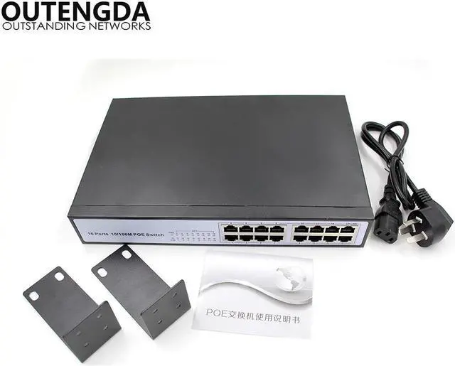 Main image of 16 RJ45 10/100M 16 Port POE Switch Unmanaged Rack Mount Power over Ethernet Switch Built-in Power 150W CCTV Network Switch