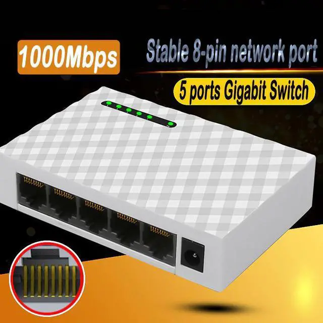 Alt view image 5 of 5 - 5-Port Desktop 1000 Mbps Network Switch Gigabit Fast RJ45 Ethernet Switcher LAN Switching Hub Adapter Full duplex Exchange