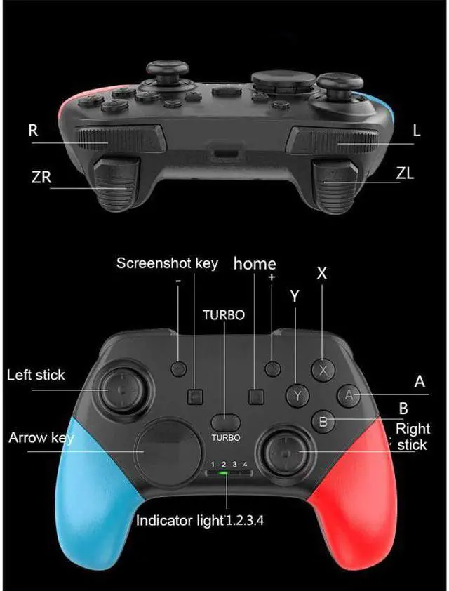 Alt view image 2 of 5 - Bluetooth Gamepad For Switch Pro PC Android Game Joystick Controller For Switch Consoles with 6-Axis Handle