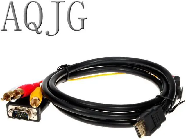 Main image of 1pcs 1.5M 5FT Male HDMI to VGA HD15 + 3RCA Video/Audio AV Cable Golden Plated Adapter Connector Converter HD 1080p For HDTV
