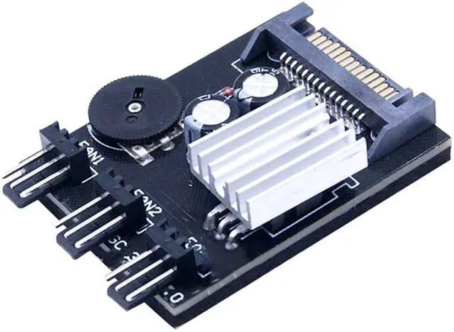 Alt view image 4 of 5 - Computer PC Case CPU Cooler 3pin Cooling Fan Speed Temperature Controller Molex 4pin or SATA to 3 Way 3 Pin Fan Hub