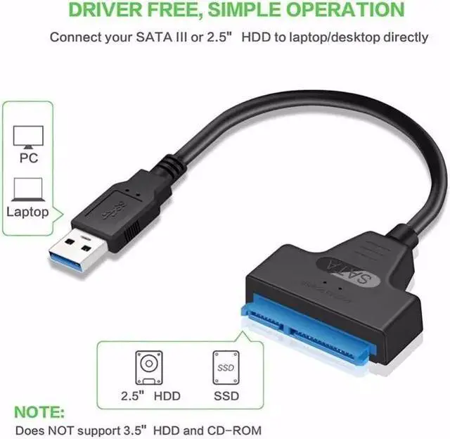Alt view image 5 of 5 - For 2.5in HDD SSD Hard Disk Drive 13cm USB To Sata Adapter Converte Cable SATA To USB Adapter USB 3.0 To Sata 3 Cable Converter