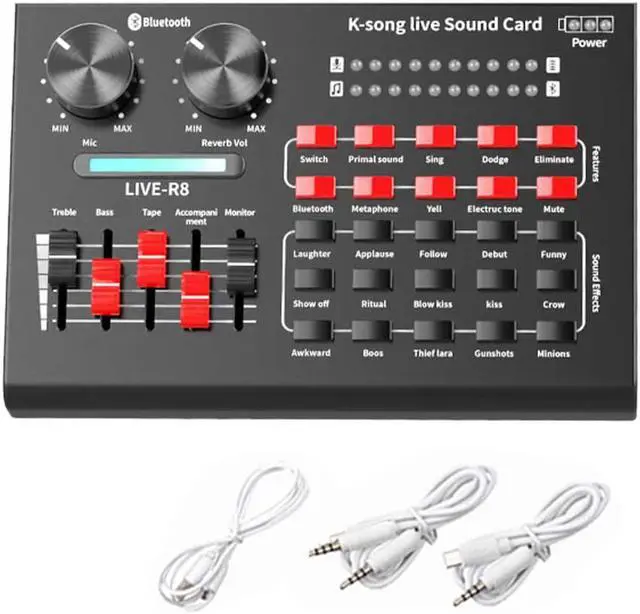 Alt view image 3 of 5 - Computer PC Live Sound Card Bluetooth Voice Chat External USB Headset Microphone Accessories Audio Mixer KTV Karaoke