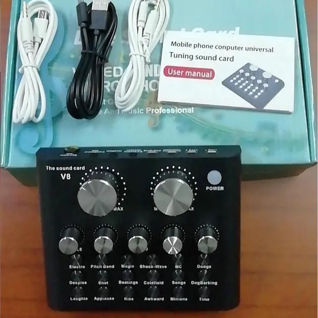 Alt view image 5 of 5 - V8 External USB Audio Mixer Live Sound Card For Mobile Phone Computer PC Karaoke Microphone 2019 For Gift Voice Changer