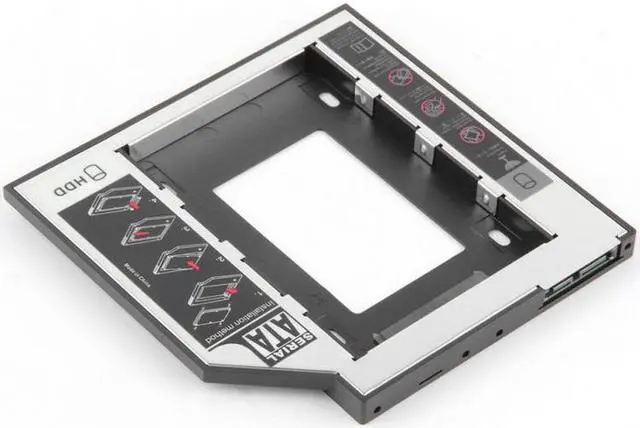 Alt view image 5 of 5 - 2nd HDD Caddy 9.5mm For 2.5" 2TB SATA 3.0 SSD Case Hard Disk Drive Enclosure Box + LED For Laptop CD-ROM DVD-ROM Optibay