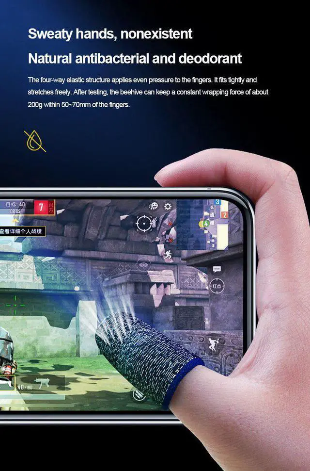 Alt view image 4 of 5 - Finger Sleeve Mobile Screen Game Controller Sweatproof Gloves for PUBG COD Assist artifact