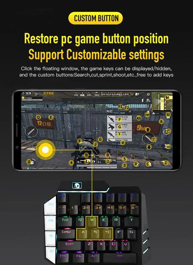 Alt view image 4 of 5 - Mobile Gaming Keyboard Mouse Converter bluetooth 5.0 joypad Joystick Controller Gamepad Accessories for Android IOS
