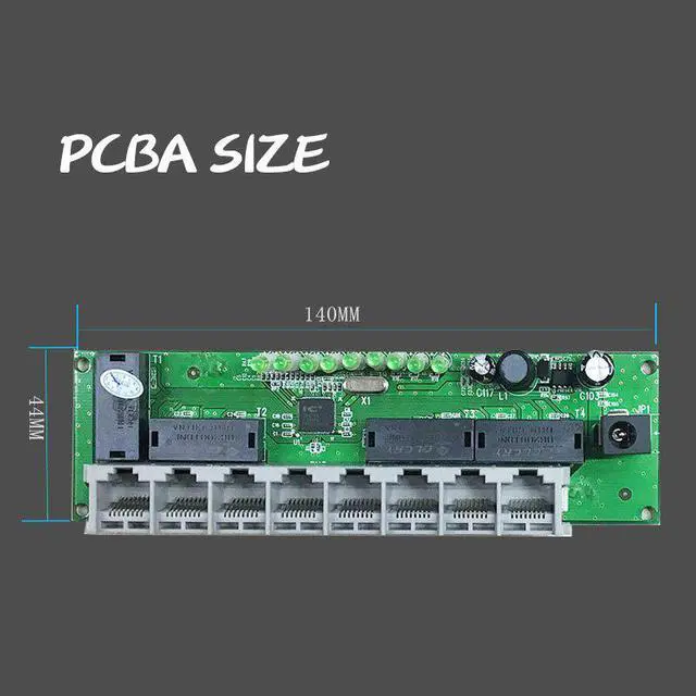 Alt view image 2 of 5 - 8Port Fast Network Ethernet Switch HUB Module RJ45 90 or 180 degree UTP 2 Type LED Board PCBA Mini Size Length 140MM Width 41MM