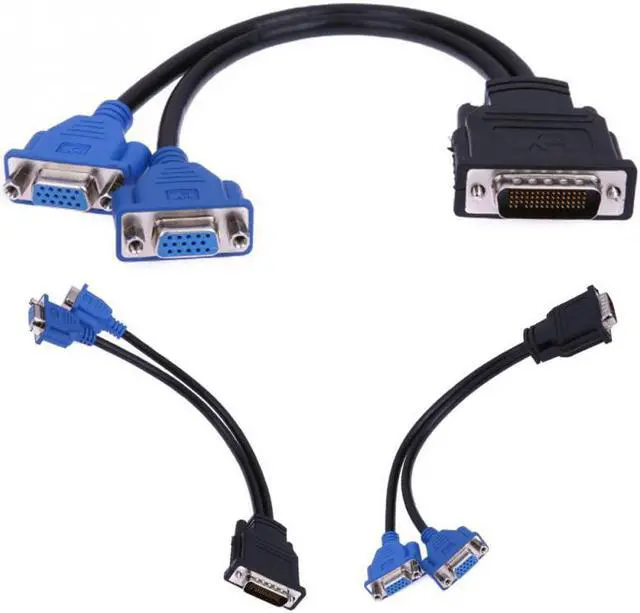 Main image of 1 x 60 way Wholesale Y Splitter DMS-59 to Dual 15 pin VGA Cable Molex Display Adapter 59 pin LFH - male