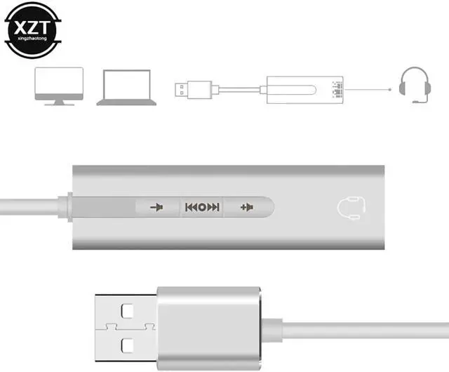 Alt view image 3 of 5 - USB Sound Card USB to 2 in 1 3.5mm Jack 7.1 Adapter 3D Audio Headset Microphone MIC Dual Function Adapter for pc laptop