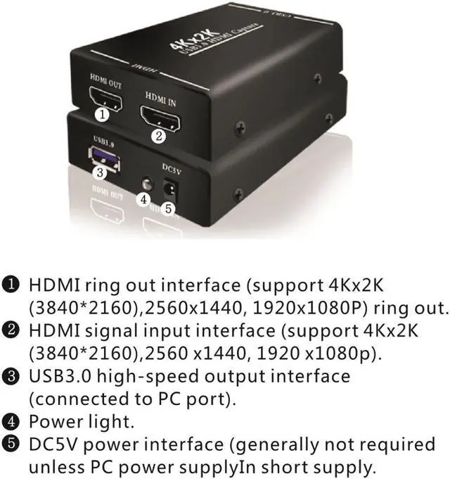 Alt view image 2 of 5 - 4K  to USB 3.0 Video Capture Card Recorder For TV BOX/ Camera /Game Console Live Streaming Support Phone Live Broadcasting