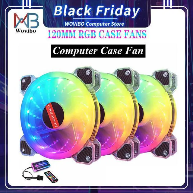 Main image of Case Fan 120mm Cooling Fan Cooler PWM Adjustable RGB Led Mute RGB PC Computer Case Fan Radiator with Remote Control