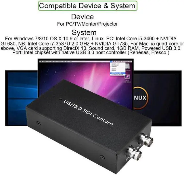 Alt view image 4 of 5 - 262 1080P 60fps USB SDI Video Record Recorder SDI to USB 3.0 Video Game Capture Card For Mac Windows Linux Live Streaming